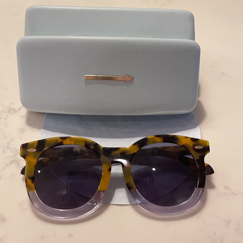 Karen Walker Super Duper Sunglasses in 2 tone Crazy Tort and clear